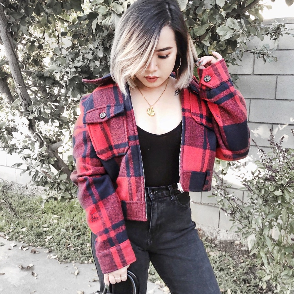 Forever 21 Cropped Plaid Jacket